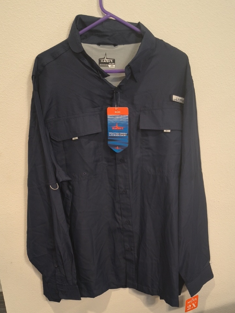 Habitat Black Lightweight Fishing Shirt New Men's XXL